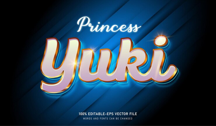 Vector fuente editable de efecto de texto princess yuki