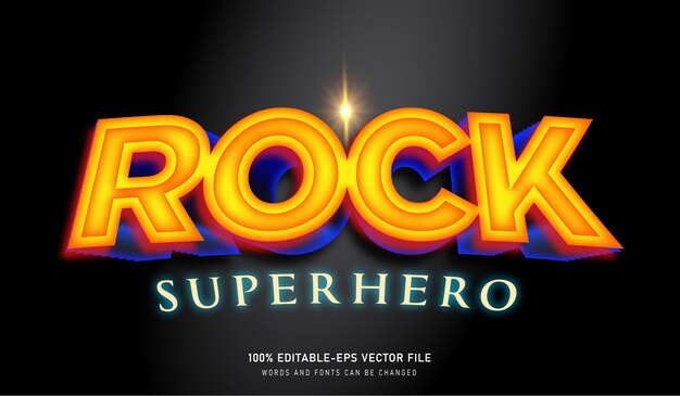 Fuente editable de efecto de texto de rock superhéroe