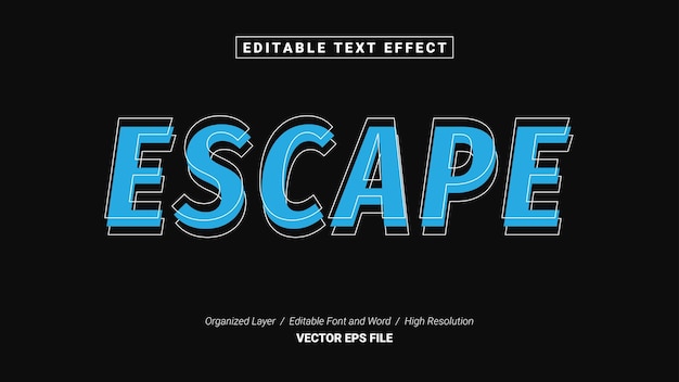 Fuente editable de escape. estilo de efecto de texto de plantilla de tipografía. logotipo de ilustración vectorial de letras.