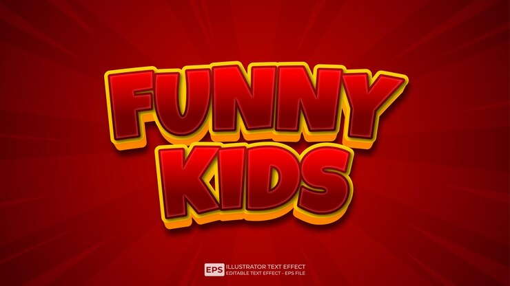 Vector fuente de efecto de texto 3d editable para niños divertidos