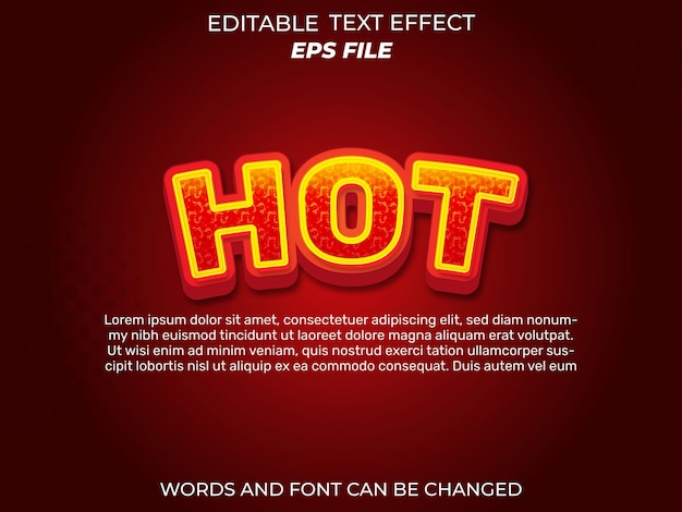 fuente de efecto de texto caliente tipografía editable texto 3d