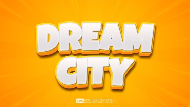 fuente de efecto de texto de ciudad de sueño editable vector 3d