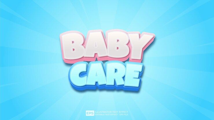 Vector fuente de efecto de texto editable 3d baby care