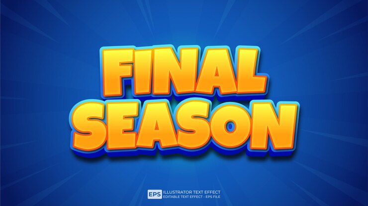 Vector fuente de efecto de texto editable 3d text final season