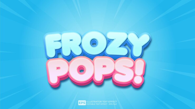 Vector fuente de efecto de texto editable 3d text frozy pops