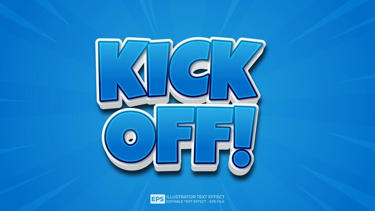 Vector fuente de efecto de texto editable 3d text kick off