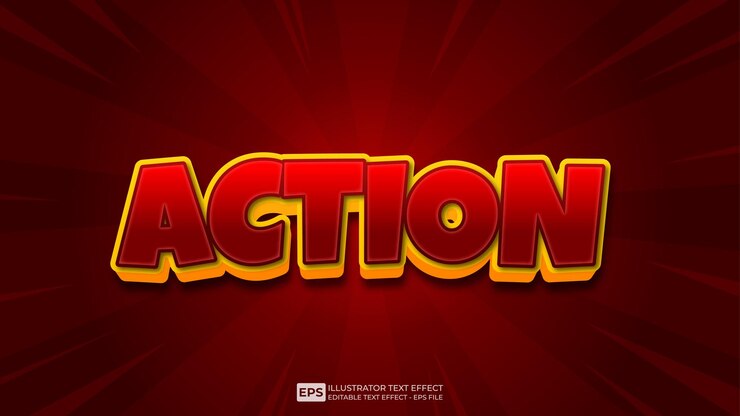 Vector fuente de efecto de texto editable de acción de texto 3d vectorial.