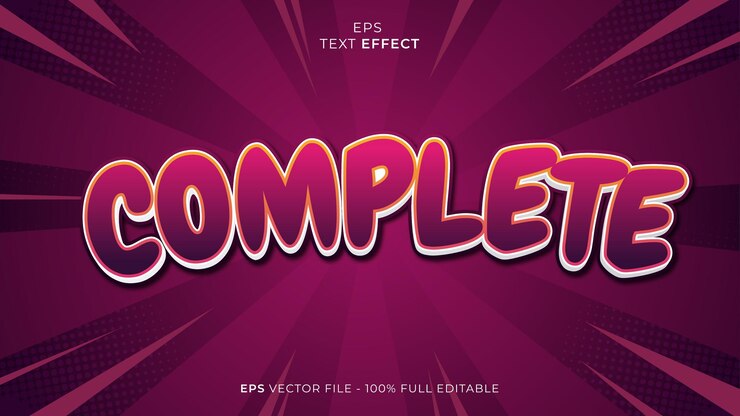Vector fuente de efecto de texto editable completa con color rosa