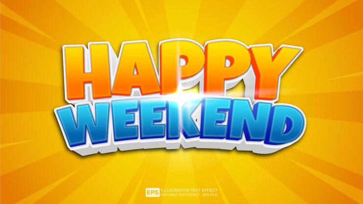 Vector fuente de efecto de texto editable happy weekend