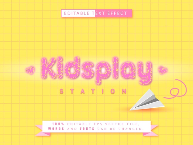 Vector fuente de efecto de texto editable kidsplay station