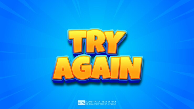 Vector fuente de efecto de texto editable de texto 3d try again