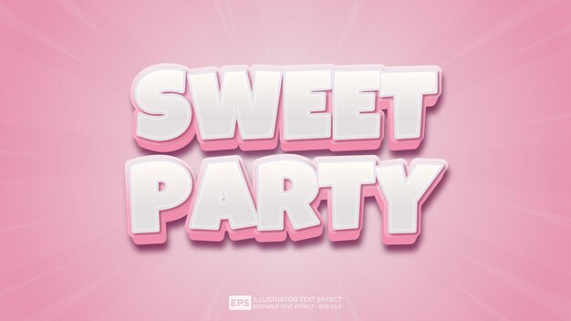 fuente de efecto de texto de fiesta dulce editable vector 3d