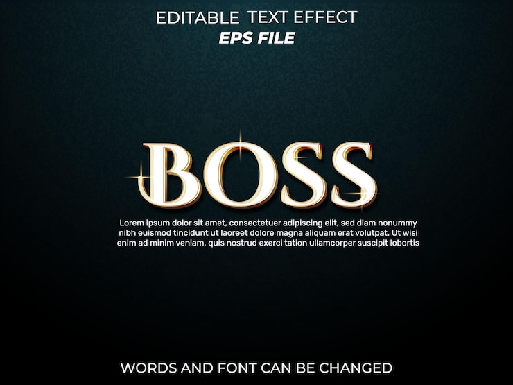 Vector fuente de efecto de texto de jefe tipografía editable plantilla de vector de texto 3d
