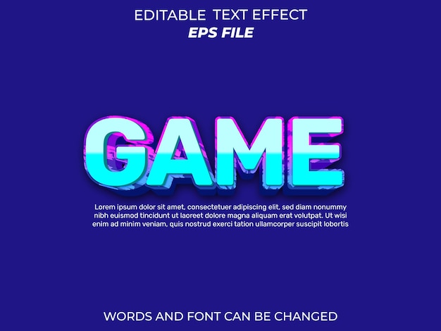 fuente de efecto de texto de juego tipografía editable plantilla vectorial de texto 3D