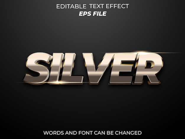 fuente de efecto de texto plateado tipografía editable plantilla de vector de texto 3d