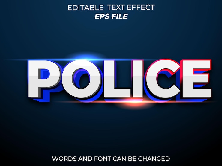 Vector fuente de efecto de texto policial tipografía editable plantilla vectorial de texto 3d
