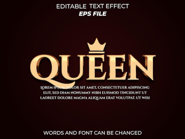 fuente de efecto de texto de reina tipografía editable texto 3D para juegos de fantasía y RPG medievales