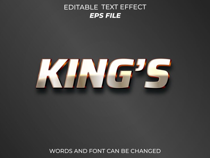 Vector fuente de efecto de texto rey tipografía editable texto 3d