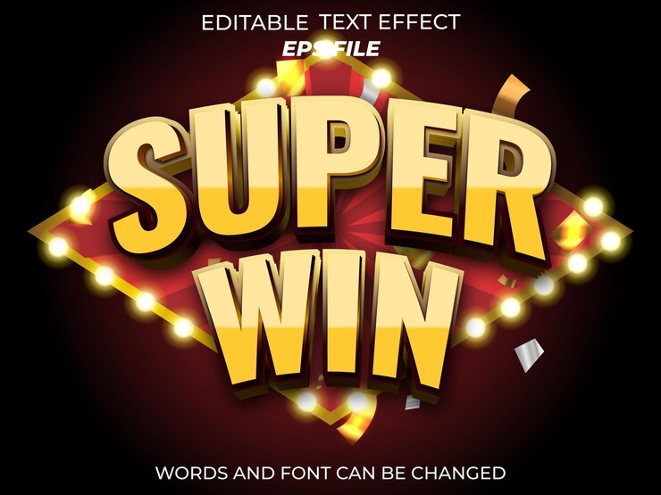 Vector fuente de efecto de texto super win tipografía editable plantilla vectorial de texto 3d