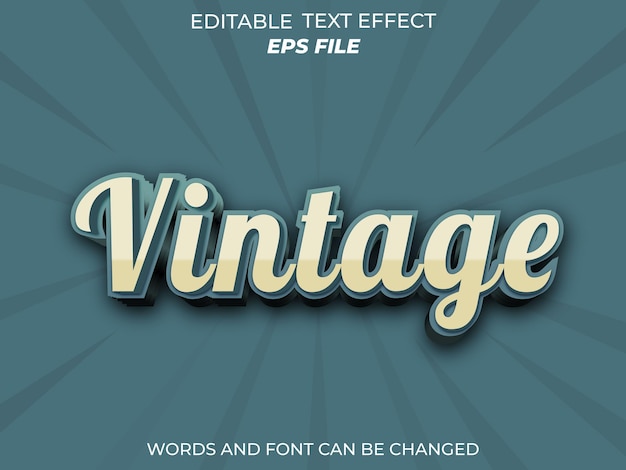 fuente de efecto de texto vintage tipografía editable plantilla de vector de texto 3d