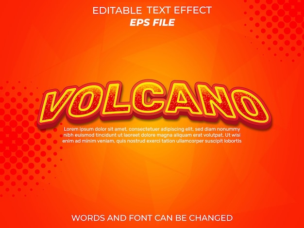 fuente de efecto de texto volcán tipografía editable texto 3d