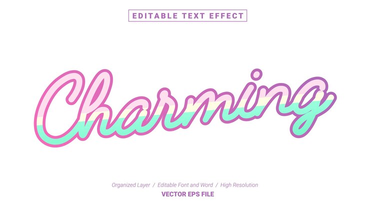 Vector fuente encantadora editable. estilo de efecto de texto de plantilla de tipografía. logotipo de ilustración vectorial de letras.