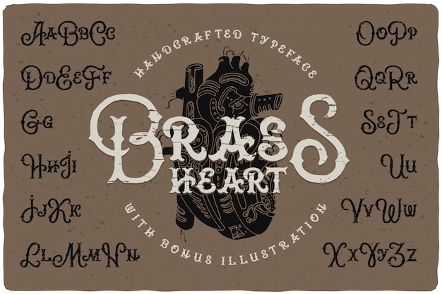 Fuente de estilo Steampunk con dibujo de corazón