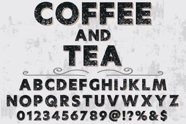 Fuente de etiqueta de diseño de café y té