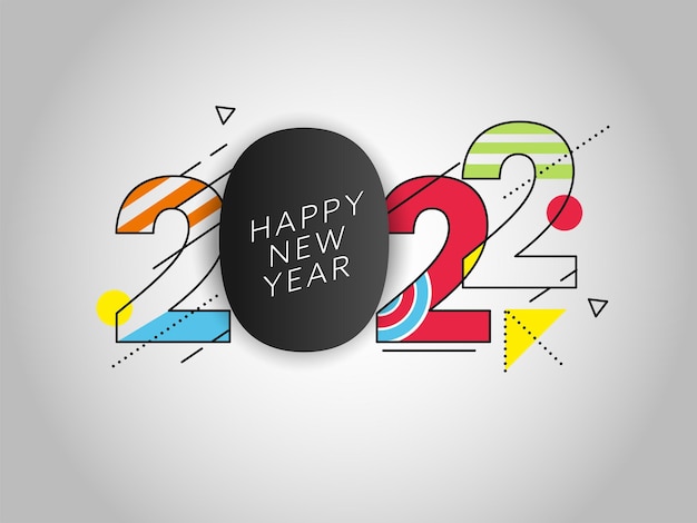 Fuente de feliz año nuevo 2022 sobre fondo gris.