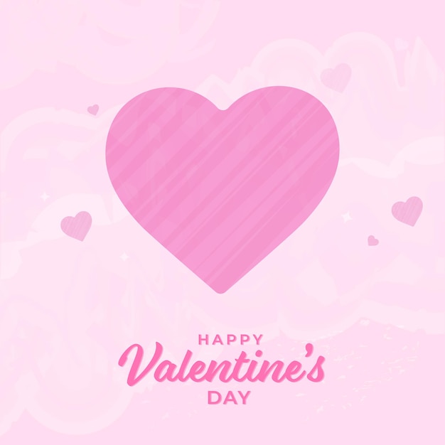 Fuente de feliz día de San Valentín con corazón rayado sobre fondo rosa.
