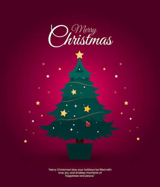 Fuente de Feliz Navidad con árbol de Navidad Diseño vectorial