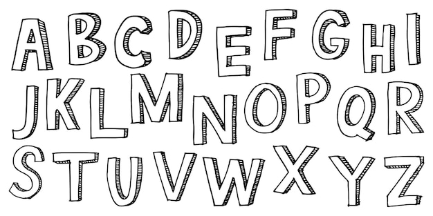 Fuente de garabato dibujada a mano. Conjunto de alfabeto de croquis. tipografía dibujada a mano. ilustración vectorial