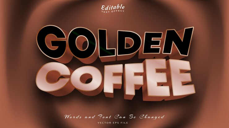 Vector fuente gratuita de efecto de texto editable golden coffee