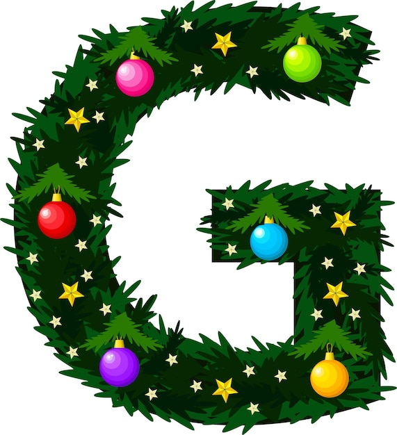 Vector la fuente de la letra g en forma de árbol de navidad