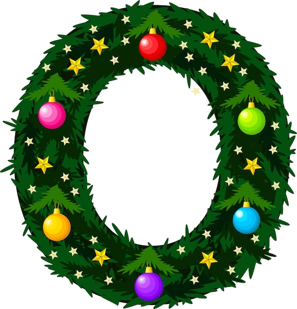 La fuente de la letra o en forma de árbol de navidad