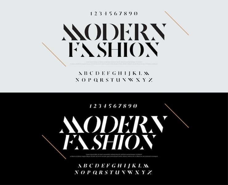 Vector fuente de letras del alfabeto elegante. tipografia moda
