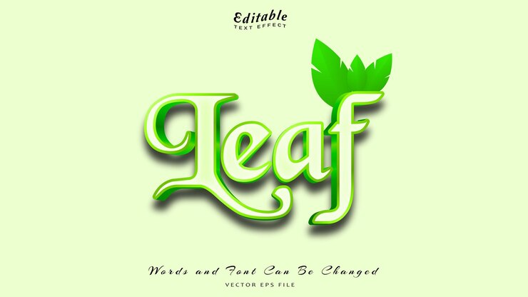 Vector fuente libre de efecto de texto editable de hoja
