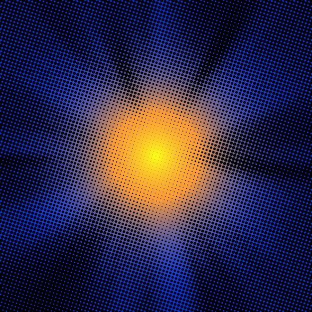 Fuente de luz de efecto de punto de desvanecimiento de degradado punteado con diseño de vector de fondo de color de rayos