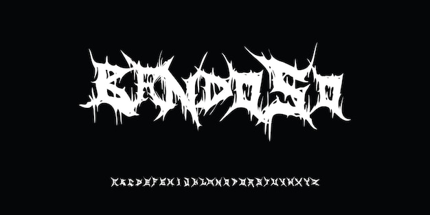 fuente de metal negro música underground rock sangriento raíz horror caótico alfabeto satánico tipo de letra