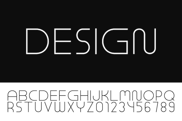Fuente minimalista de diseño vectorial Alfabeto inglés de moda Letras y números latinos simples y delgados