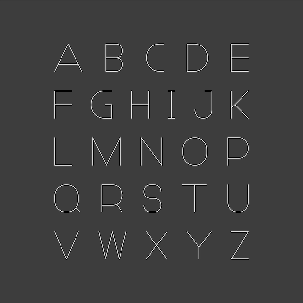 Fuente minimalista simple Alfabeto inglés vectorial Letras latinas lineales delgadas