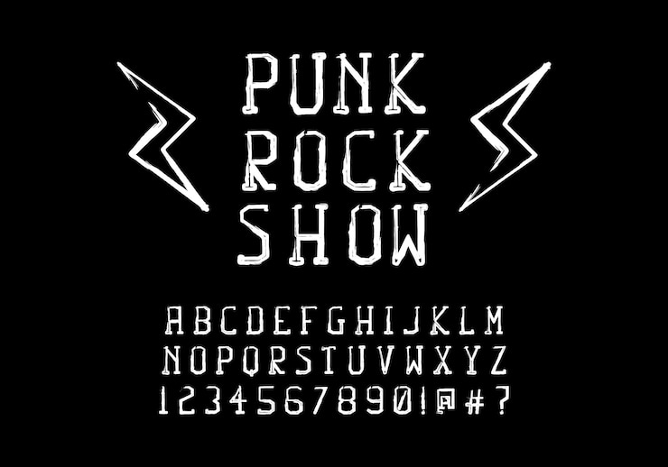 Vector fuente moderna con textura abstracta en estilo punk fuentes vectoriales para títulos tipográficos, logotipos y más