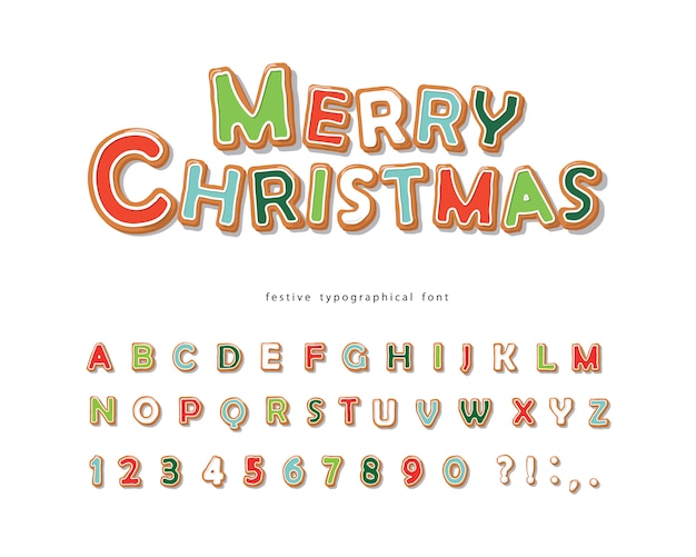 Fuente de Navidad Gingerbread Cookie con letras y números