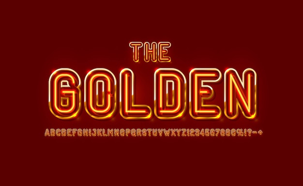 La fuente de neón establece colección de letras y números símbolo vector