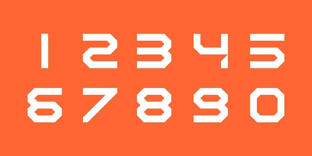 Fuente numérica Fuente de números en estilo clásico con diseño geométrico contemporáneo.