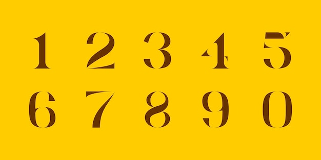 Fuente numérica Fuente de números en estilo clásico con diseño geométrico contemporáneo.