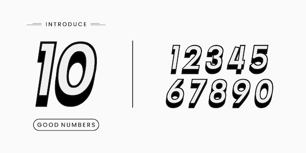 Fuente numérica Fuente de números en estilo clásico con diseño geométrico contemporáneo.