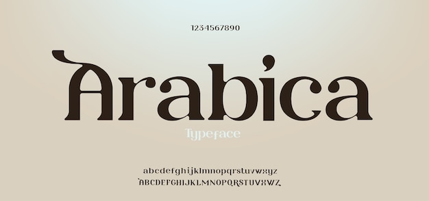 Fuente y número de letras del alfabeto clásico elegante. Conjunto de alfabeto de tipografía serif