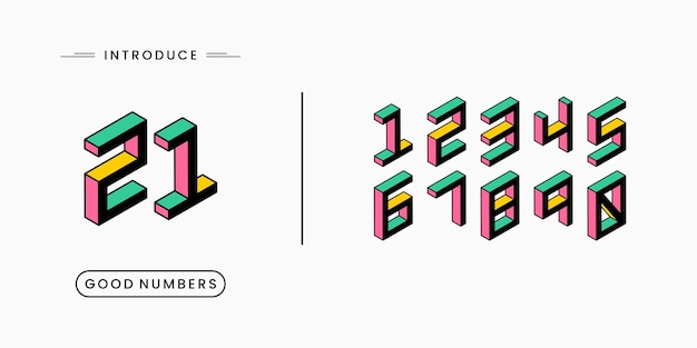fuente de números fuente de números en estilo clásico con diseño geométrico contemporáneo