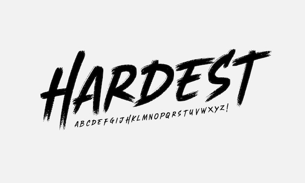 Fuente de pincel Grunge Letras de mano Fuente de boceto Alfabeto vectorial